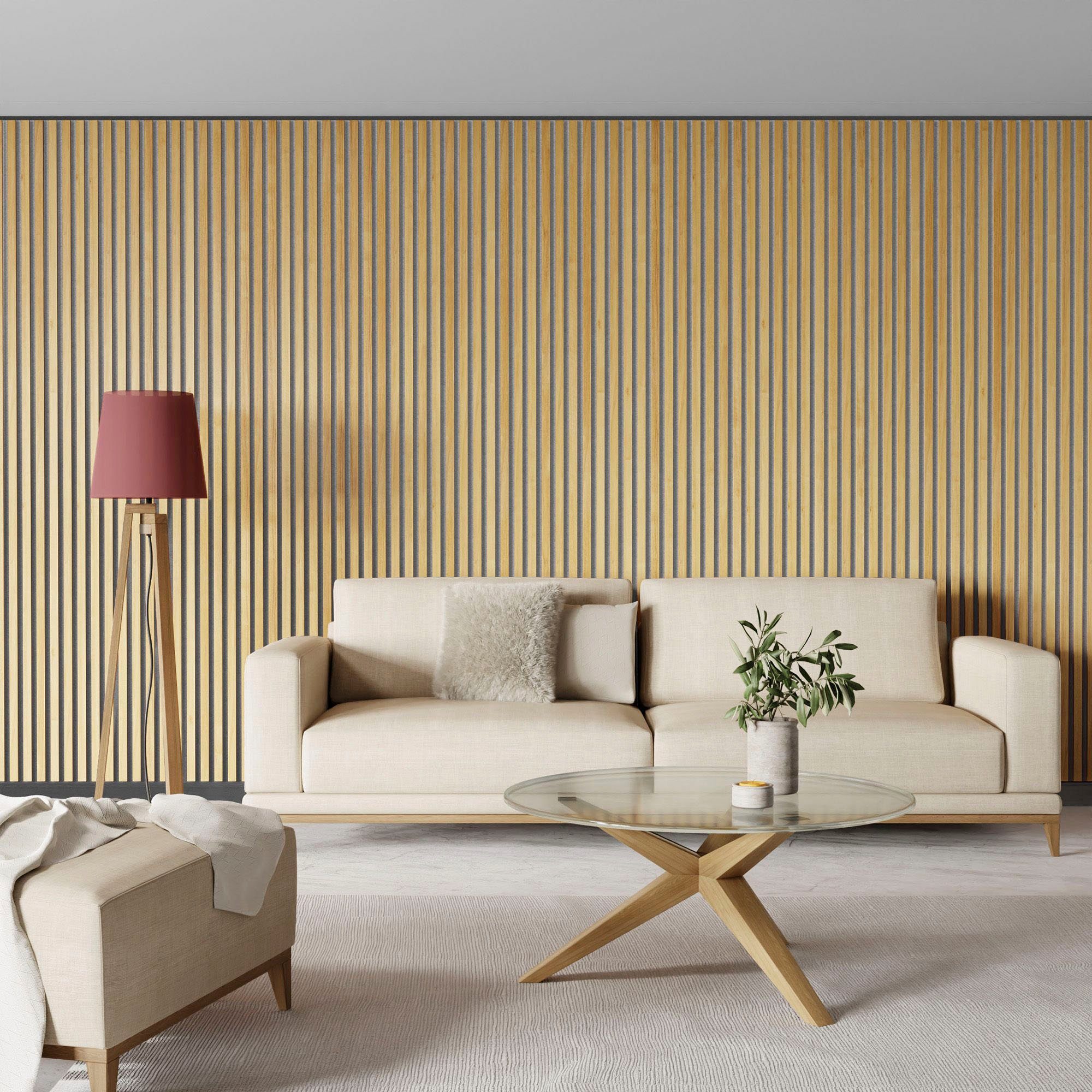 acous Schallschutzpaneel acous PROFESSIONAL Eiche, BxL: 60x250 cm, 1,5 qm, 15 Echtholz-Dekoleisten mit 8 mm Filz-Akustikträger
