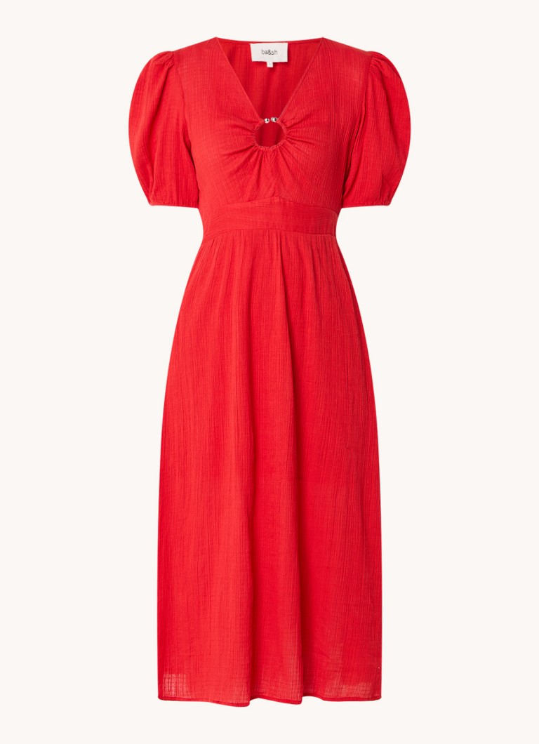 Rochie midi Stella de la ba&sh cu detalii ajurate.