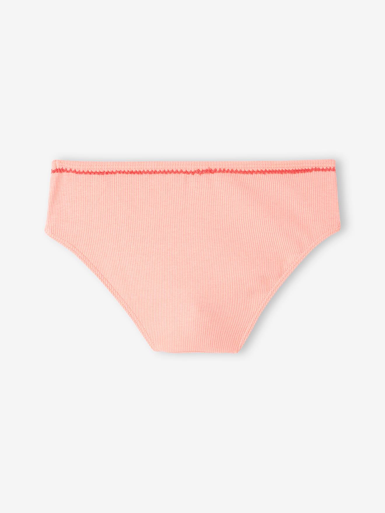 Lot de 5 culottes fantaisie fille en maille côtelée rose nude
