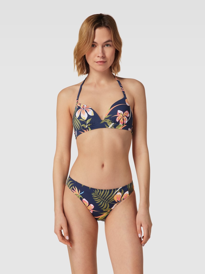 Bikini-Oberteil mit floralem Muster Modell 'INTO THE SUN' in marineblau