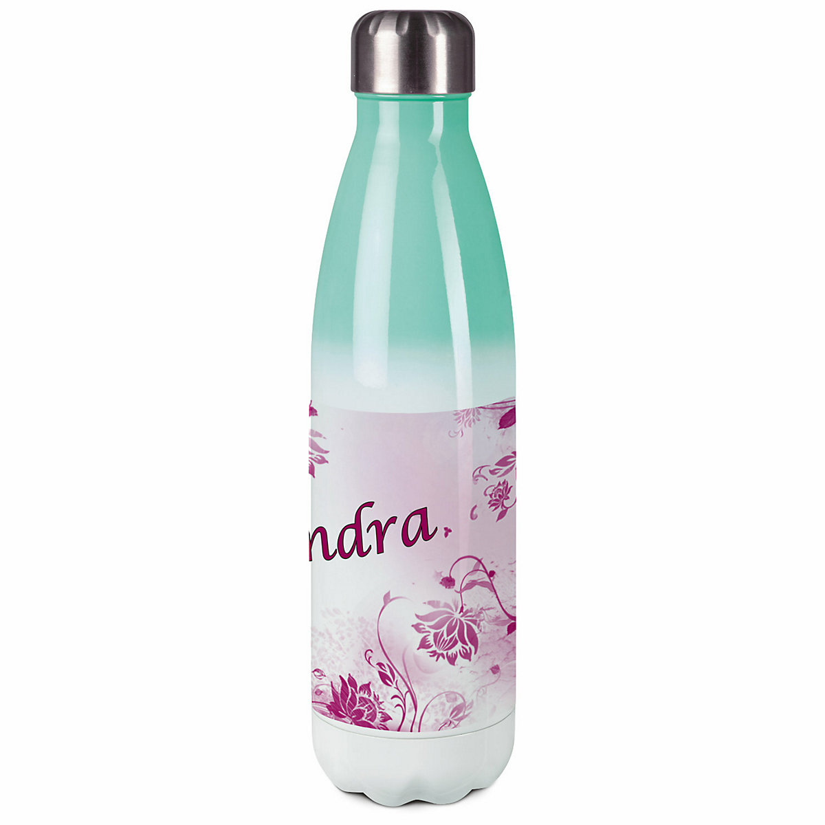 Edelstahl Kinder Thermoflasche / Trinkflasche bunt Blumenranke Farbe brombeere Spülmaschinenfest, Auslaufsicher, Bruchfest, Doppelwandig, Für Heißgetränke geeignet, Mit Deckel, Isoliert