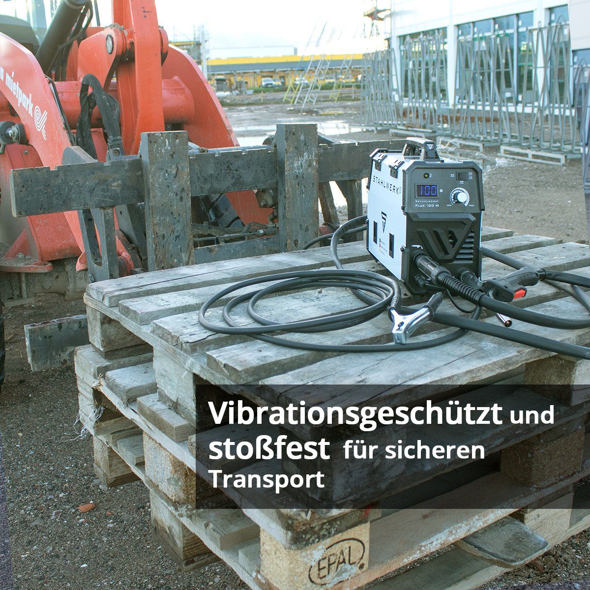 STAHLWERK Fülldrahtschweißgerät FLUX 100M Fülldraht Schweißgerät Vollausstattung, 39 - 100 A, Komplett-Set, 10-tlg., mit synergischem Drahtvorschub, 100 Ampere zum Schweißen