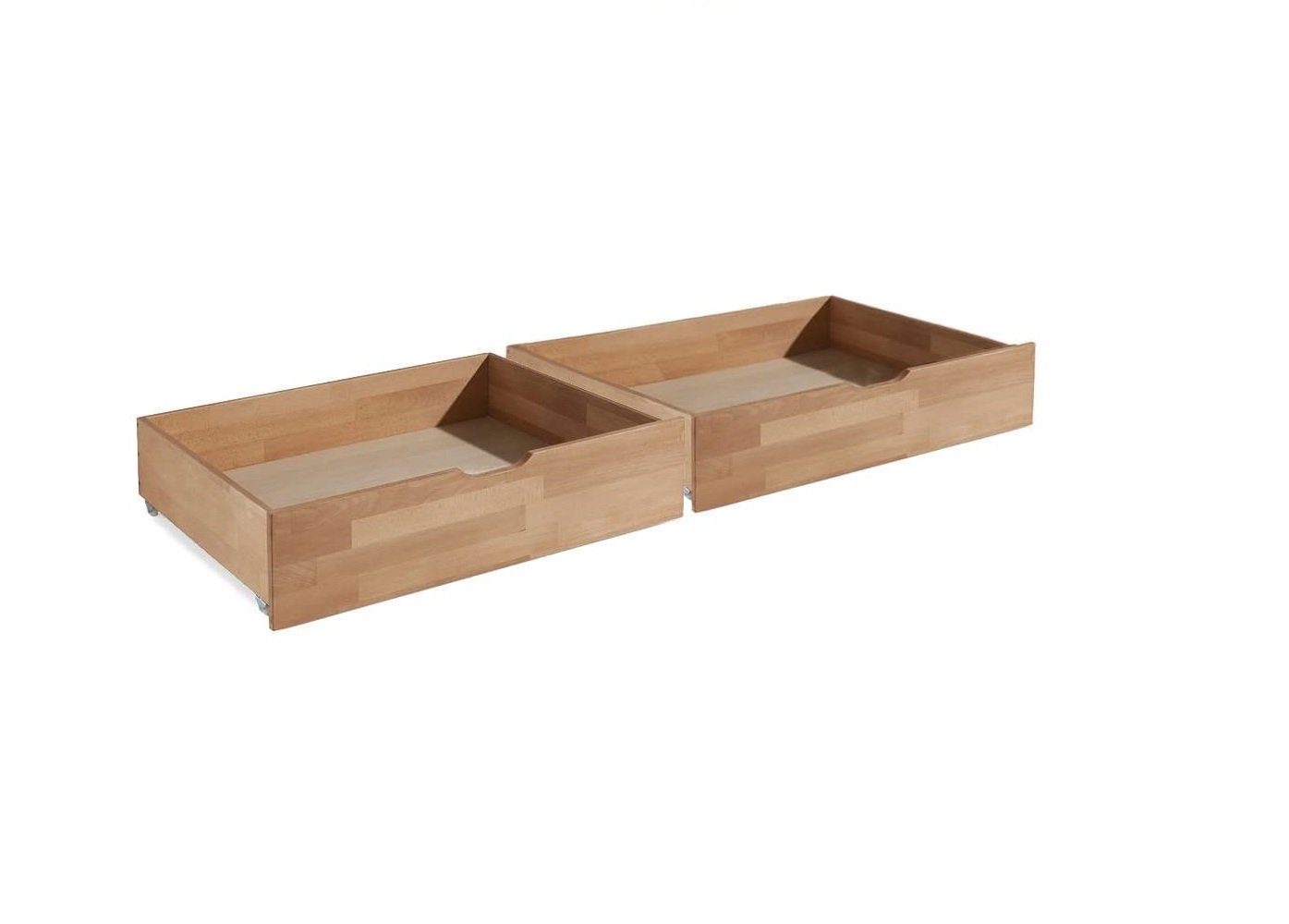 ELFO Schlafzimmer-Set Bettkasten Schubladen Kernbuche massiv geölt 2er oder 4er Set Judith, Front kernbuche massiv