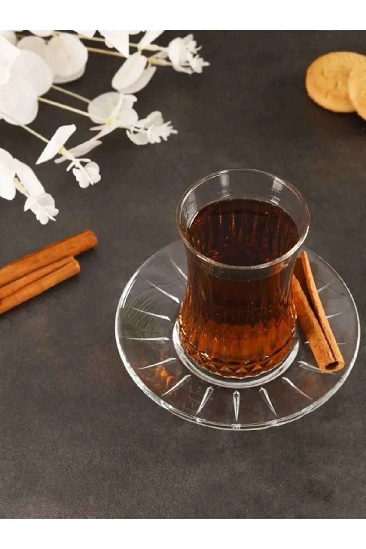 Pasabahce Teeglas Elysia, Glas, Teeglas Set 12 Teilig mit Untertassen