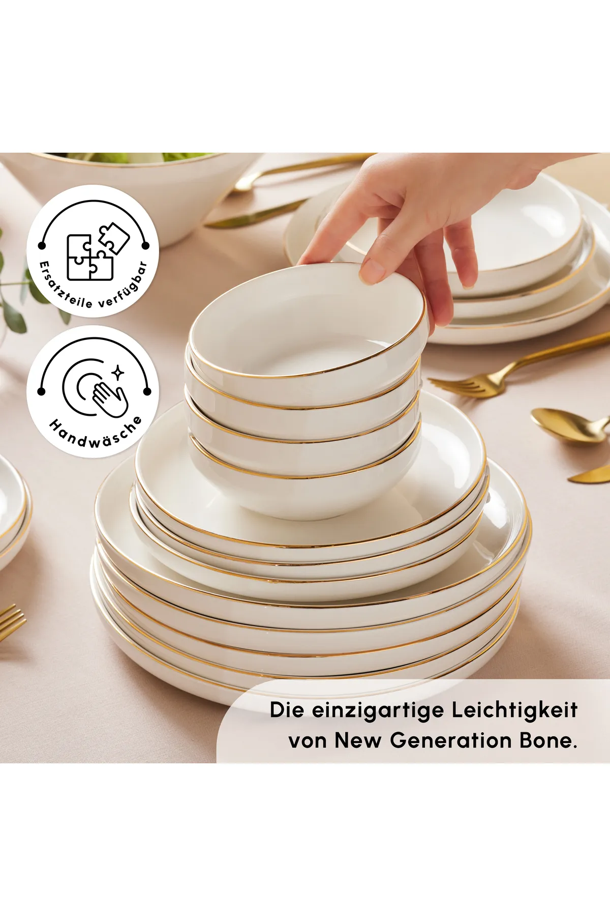 Karaca  Streamline New Saturn Platinum 59-teiliges Porzellan-Geschirrset für 12 Personen