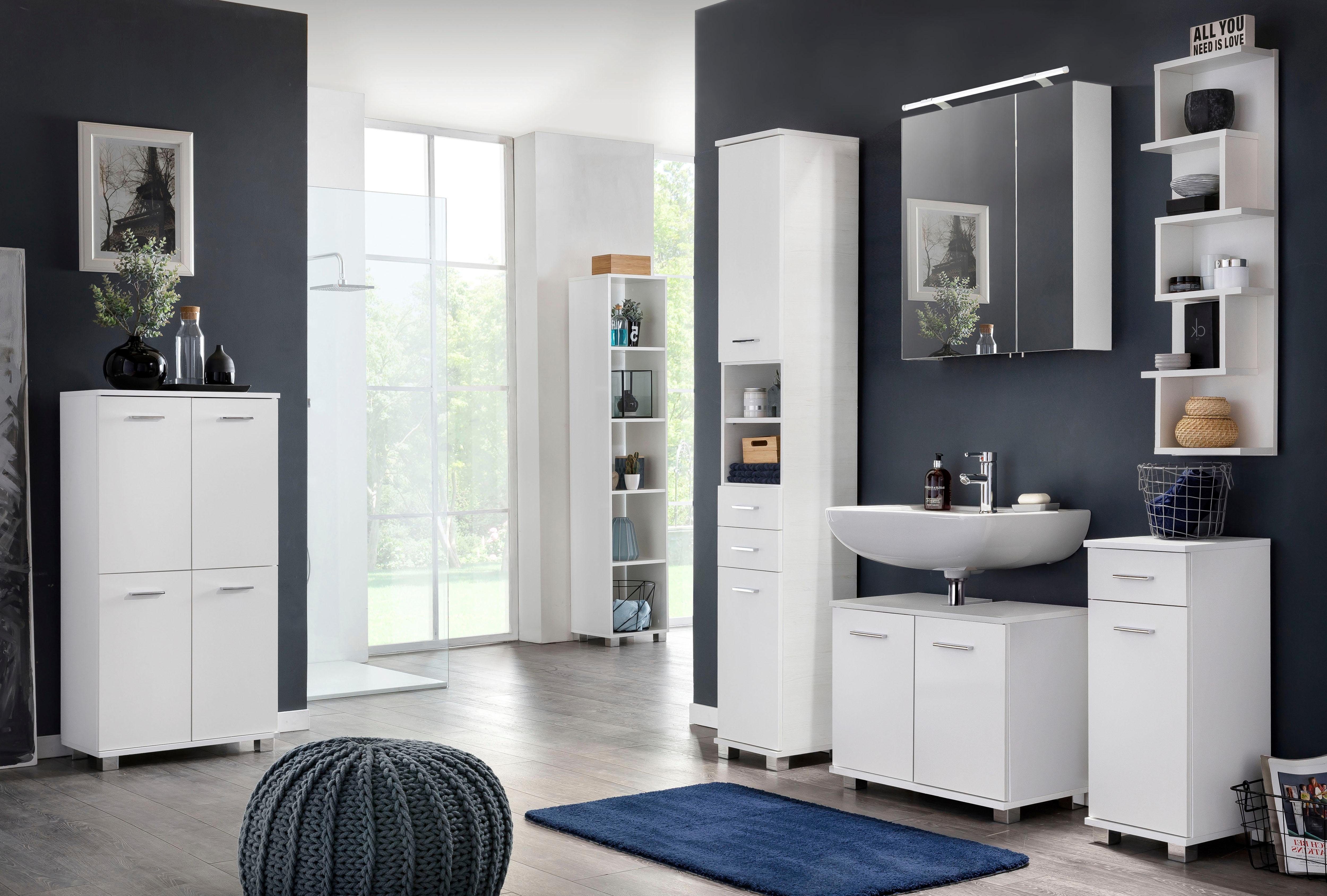 Schildmeyer Spiegelschrank Dorina Breite 60 cm, 2-türig, LED-Beleuchtung, Schalter-/Steckdosenbox
