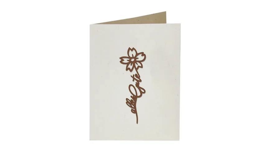 Grußkarte mit Holzschriftzug Geburtstag 05 Blume Stiel