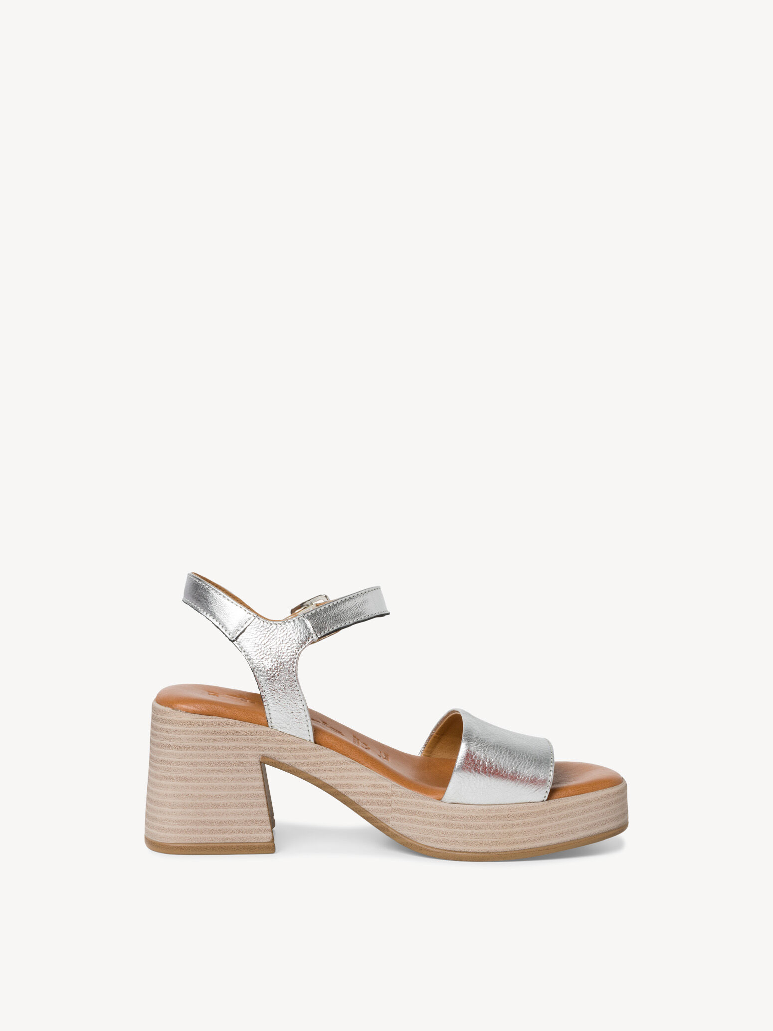 Sandale à talon en cuir - métallique