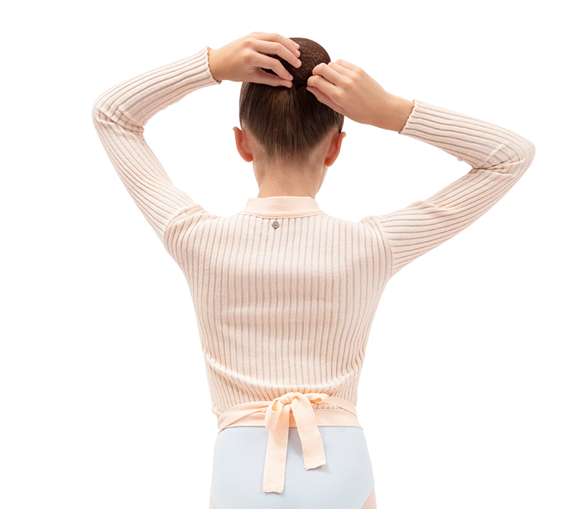 Bicolor rib-knit wrap-over
