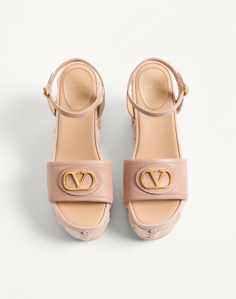 VLogo Signature Wedge Sandal in generfd kalfsleer, 120 mm
