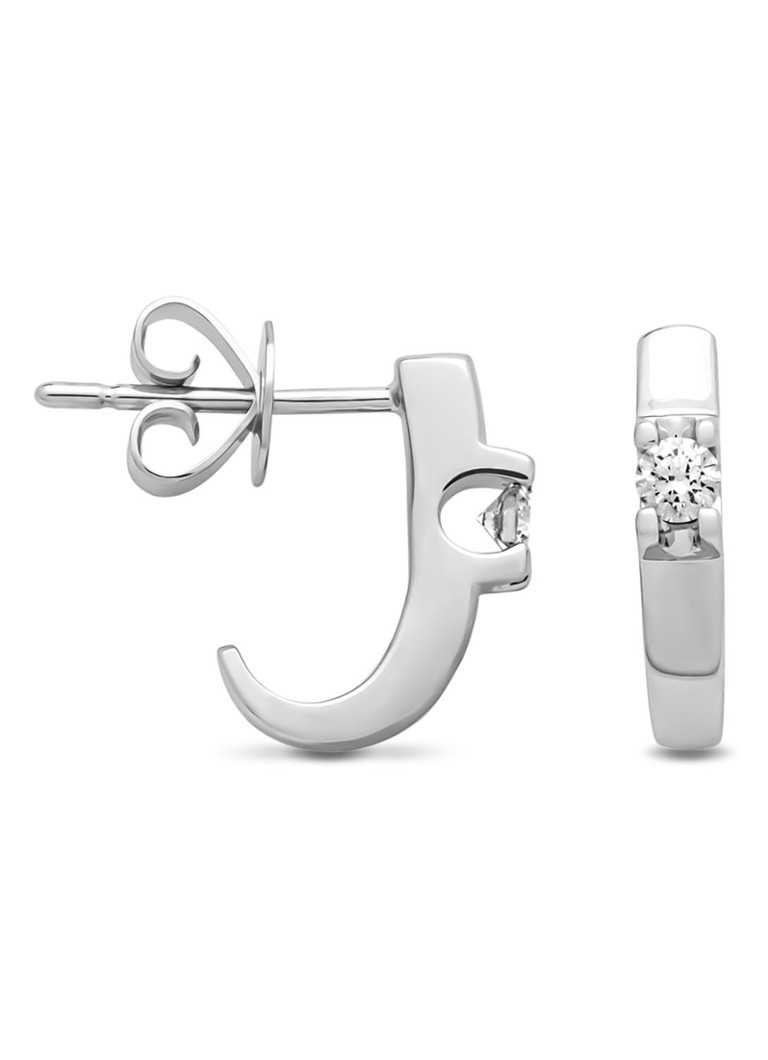 Diamond Point White gold solitaire stud earrings, 0.16 ct diamond, Lab-grown diamond