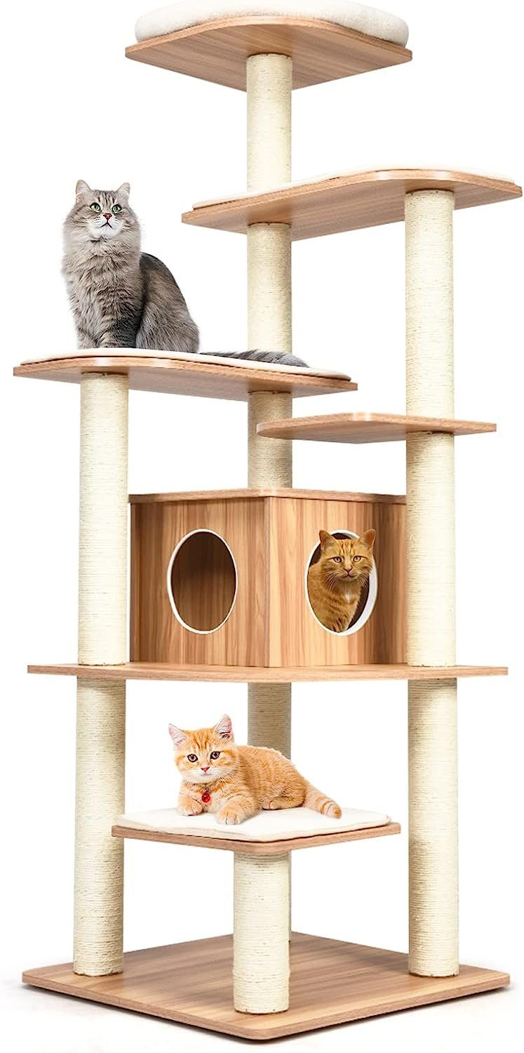 KOMFOTTEU Kratzbaum Katzenbaum 175cm hoch, mit 6 Plattform