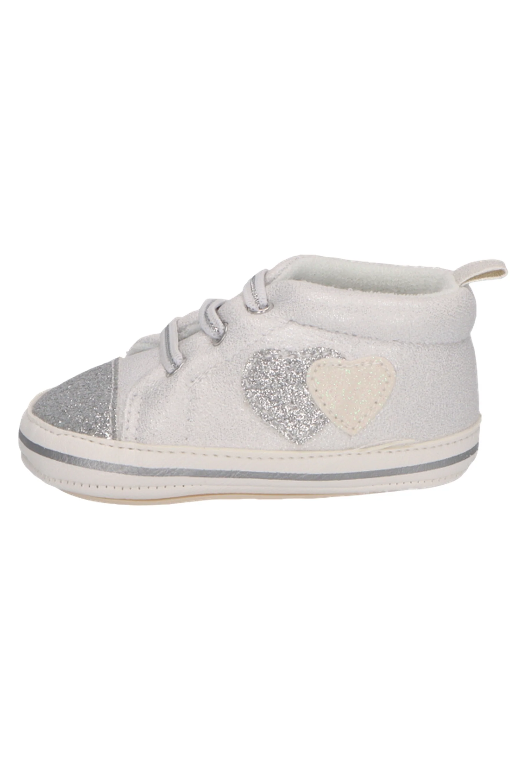 Babyschuh mit elastischen Schnürsenkeln in lichtgrau