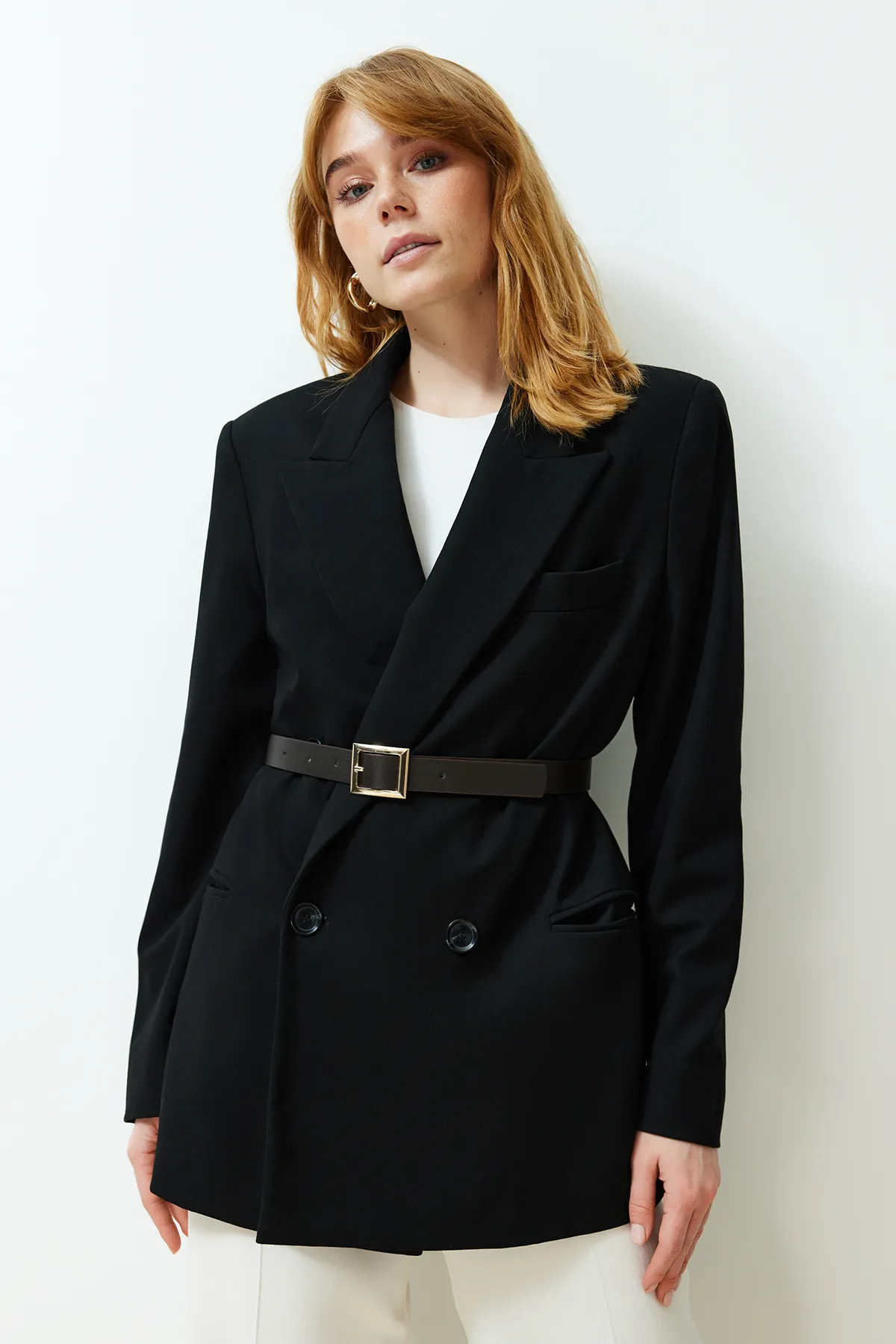 Trendyol Collection  Schwarz-Brauner 2er-Pack Damengürtel mit Schnalle TWOSS24KE00001