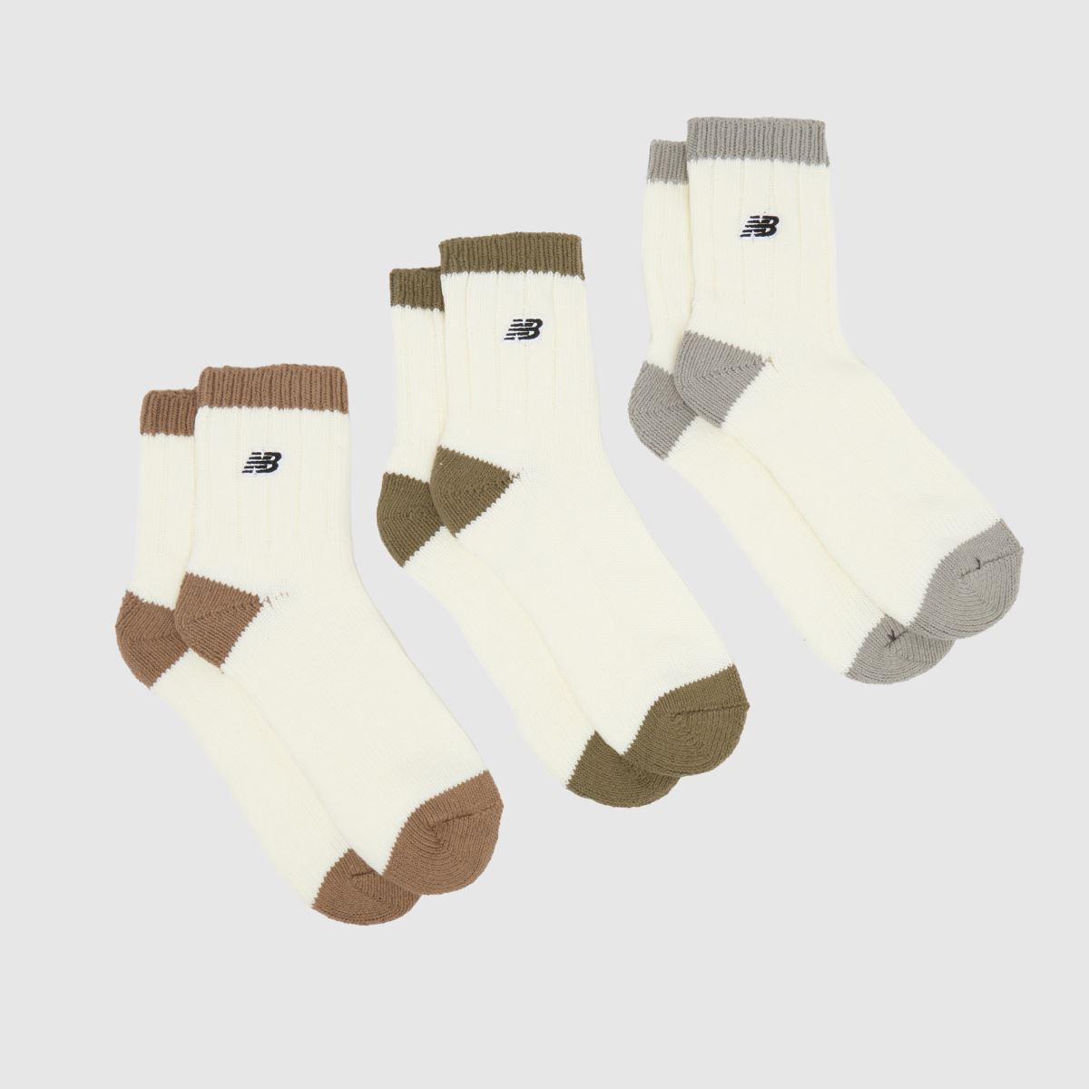 New Balance – Vita, grovstickade ankelstrumpor i 3-pack