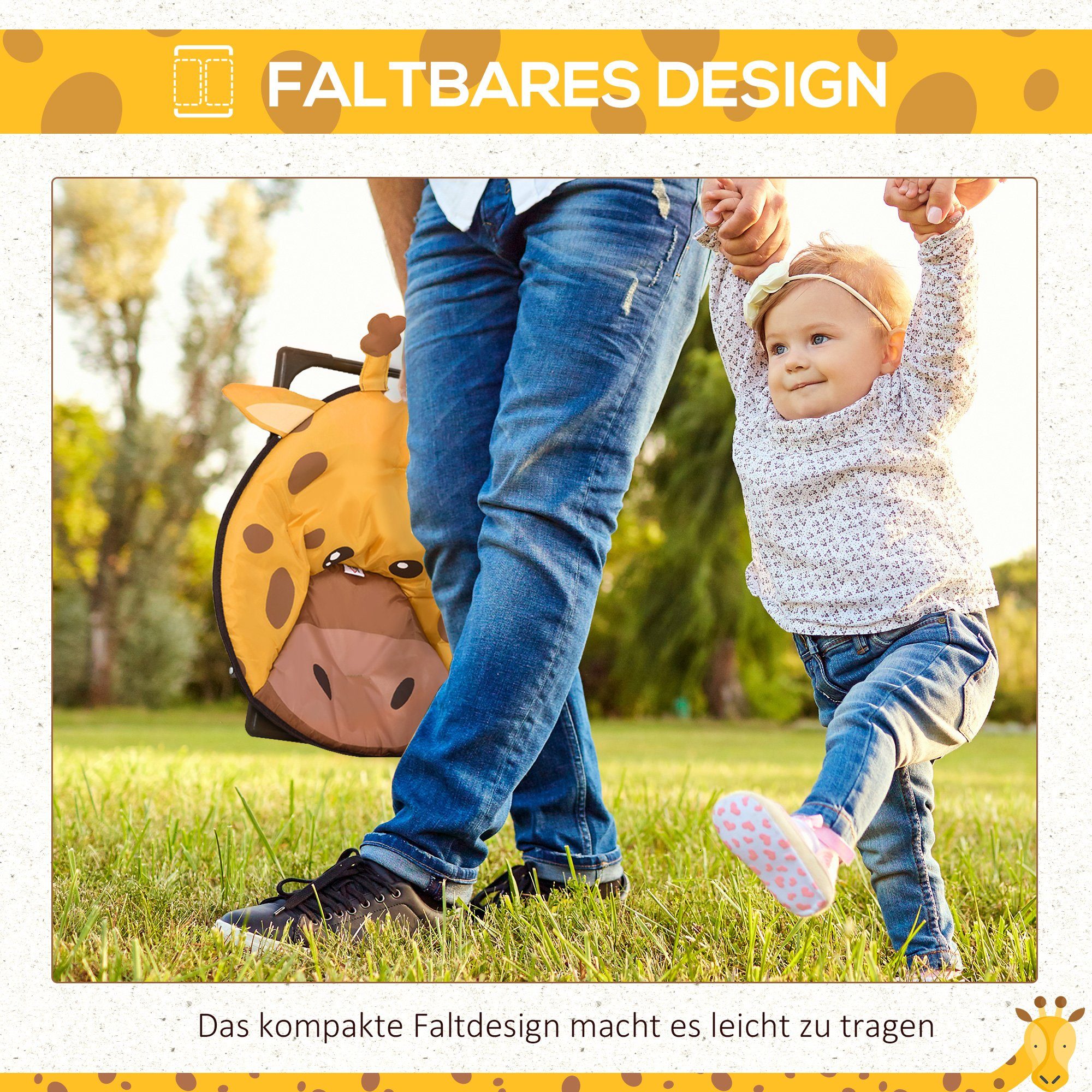 HOMCOM Campingstuhl In-& Outdoor leicht zu tragen für Kleinkind Ø50 x 49H cm (Set, 1 St), Ø50 x 49H cm