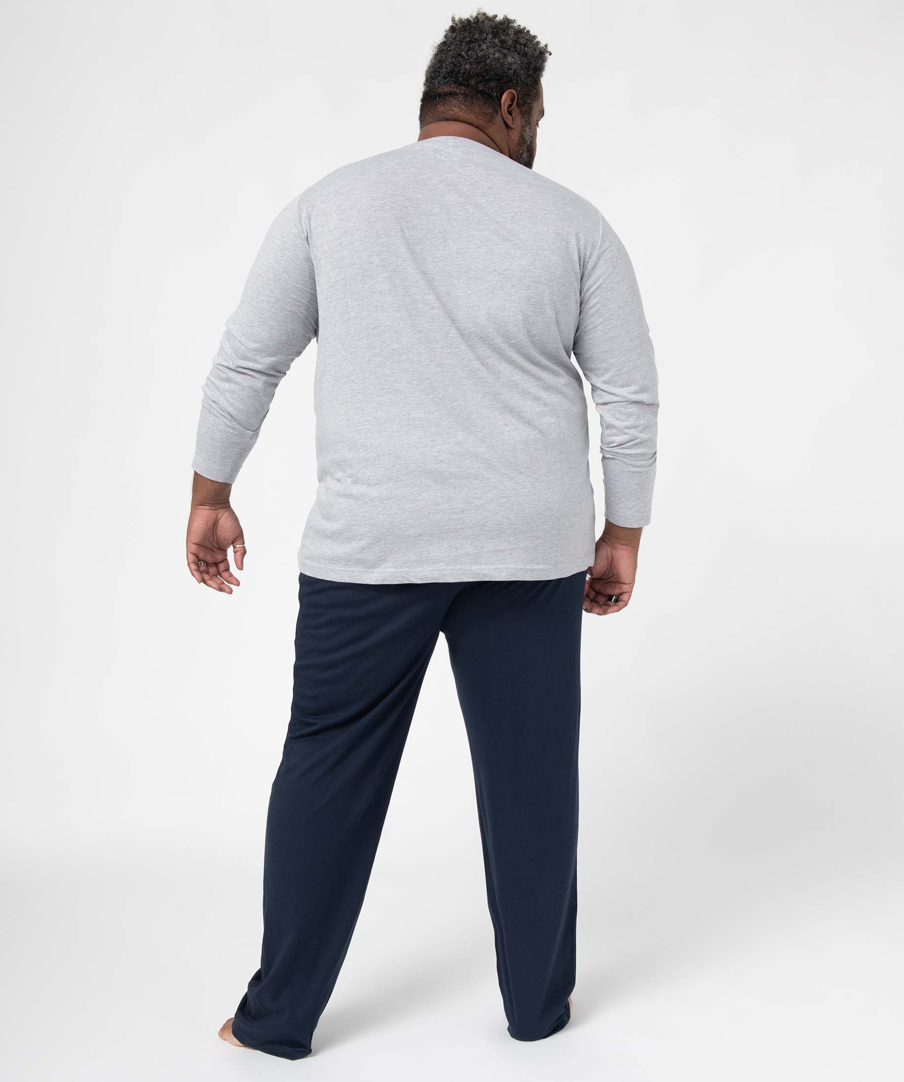 Pyjama homme grande taille à manches longues gris | GEMO