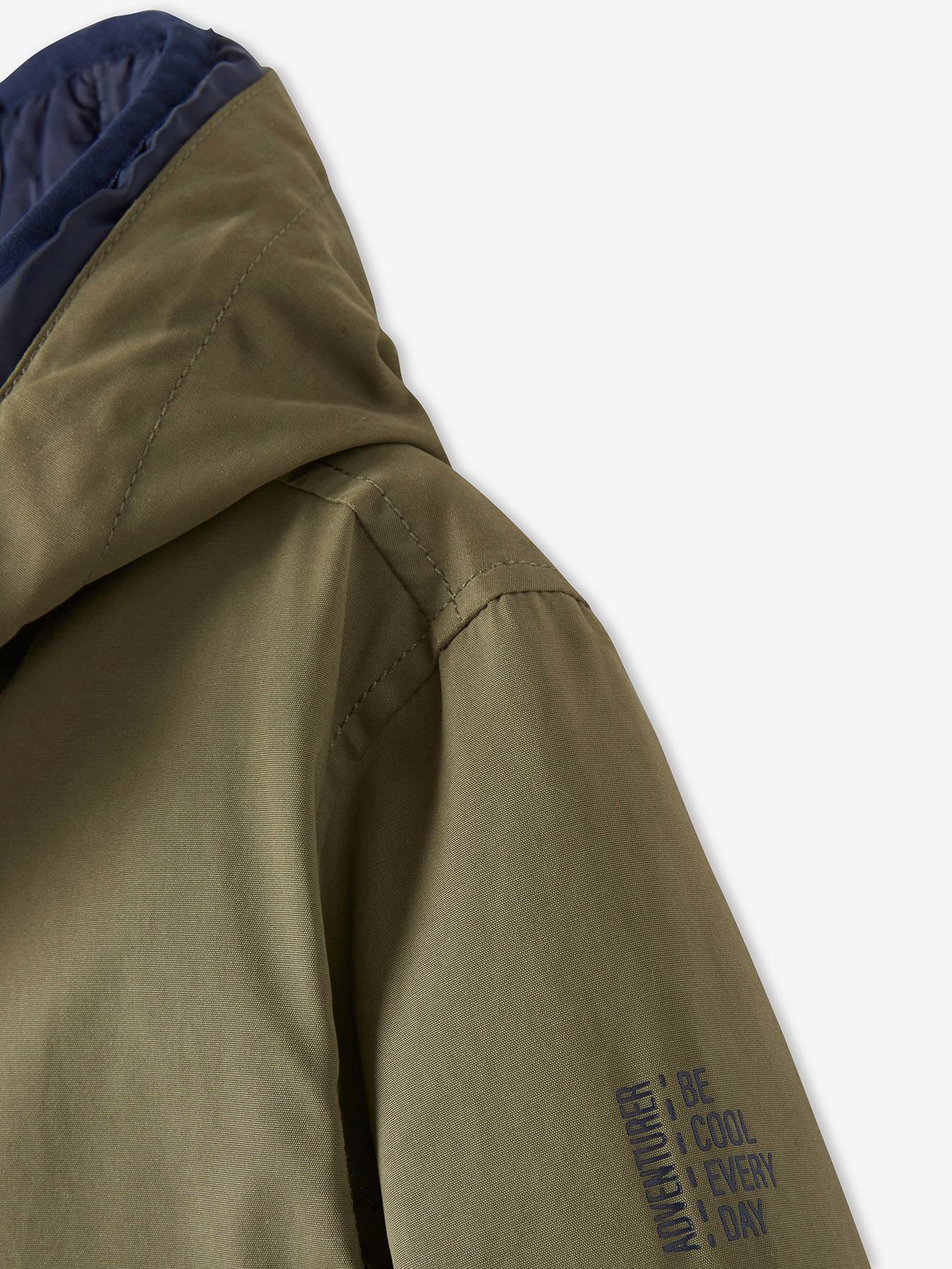 Parka 3 en 1 garçon mi-saison bleu grisé