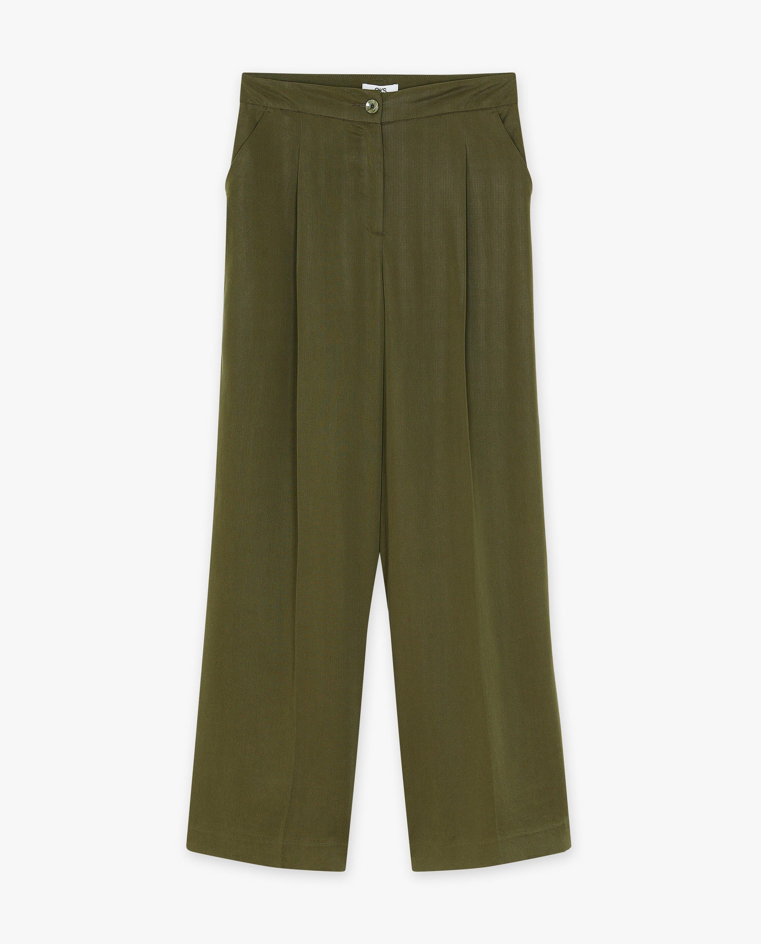 CKS Női zöld nadrág, egyenes szabású khaki színben