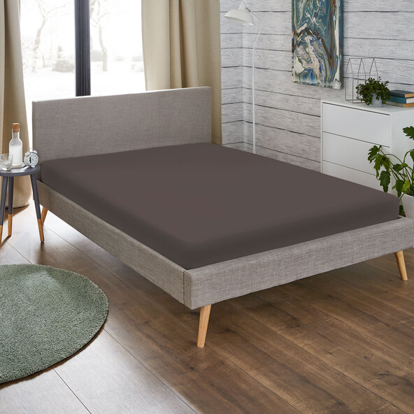 Spannbetttuch Flannel, 140-160 x 200 cm, dunkelgrau
