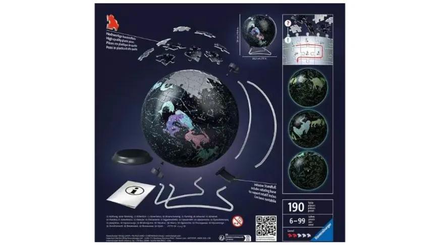 Ravensburger Puzzle - 3D Puzzles - Puzzle-Ball Starglobe Glow-In-The-Dark