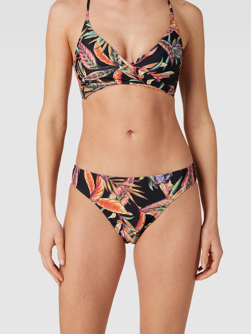 Bikini-Slip mit floralem Allover-Muster Modell 'RITA' in schwarz