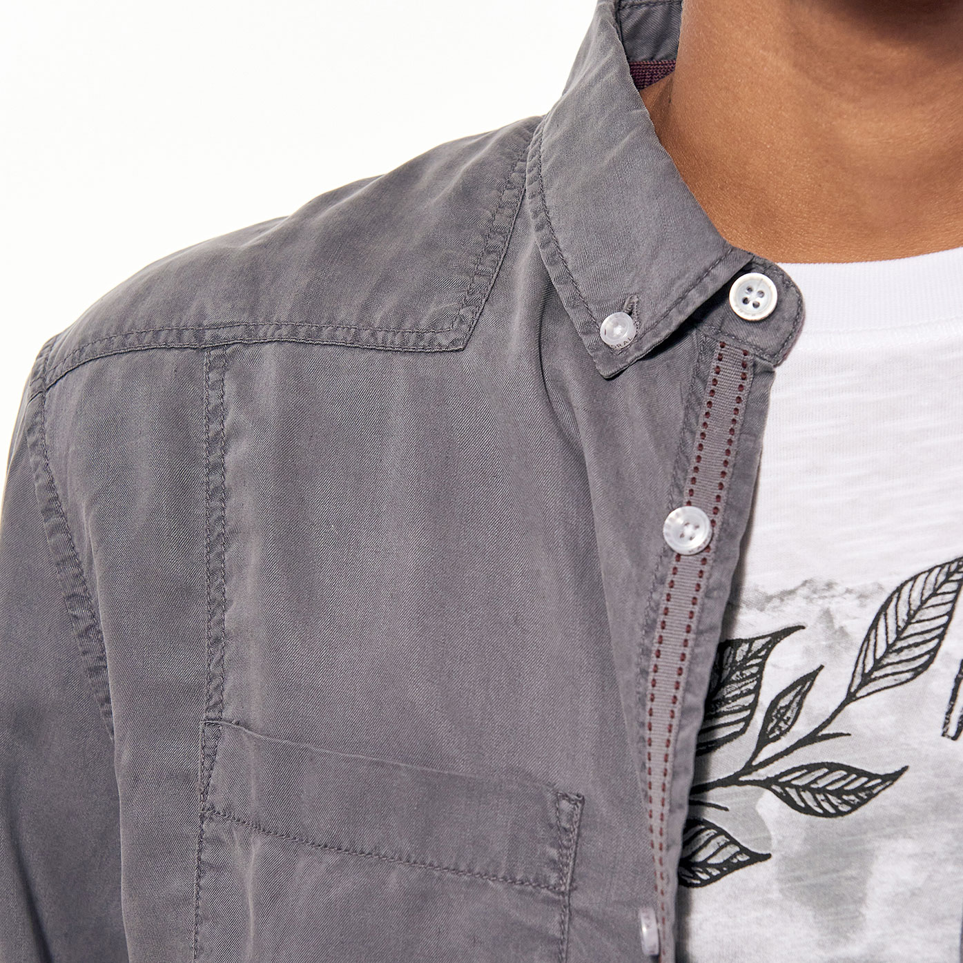 PERON  Chemise régular grise Homme