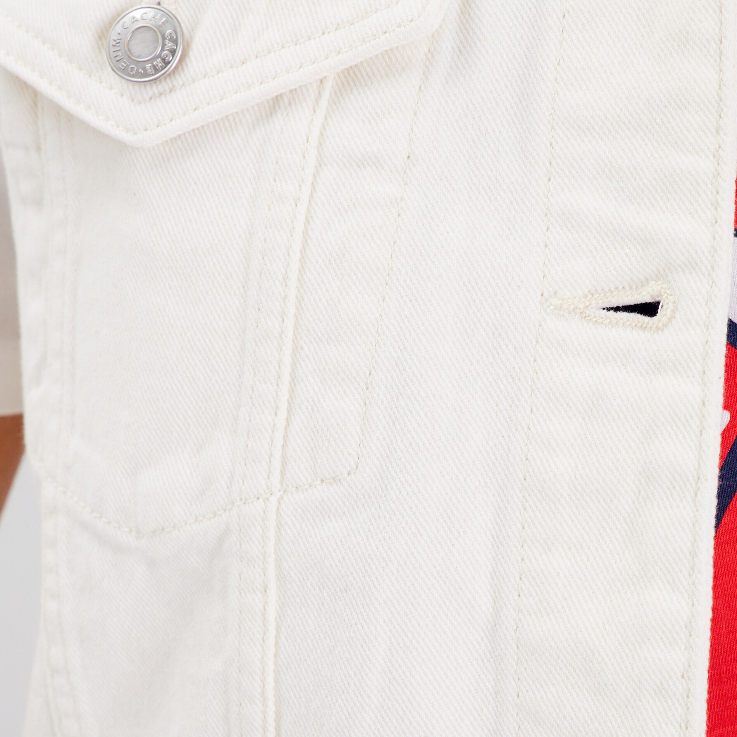 Veste droite en jean ecru femme | Cache Cache