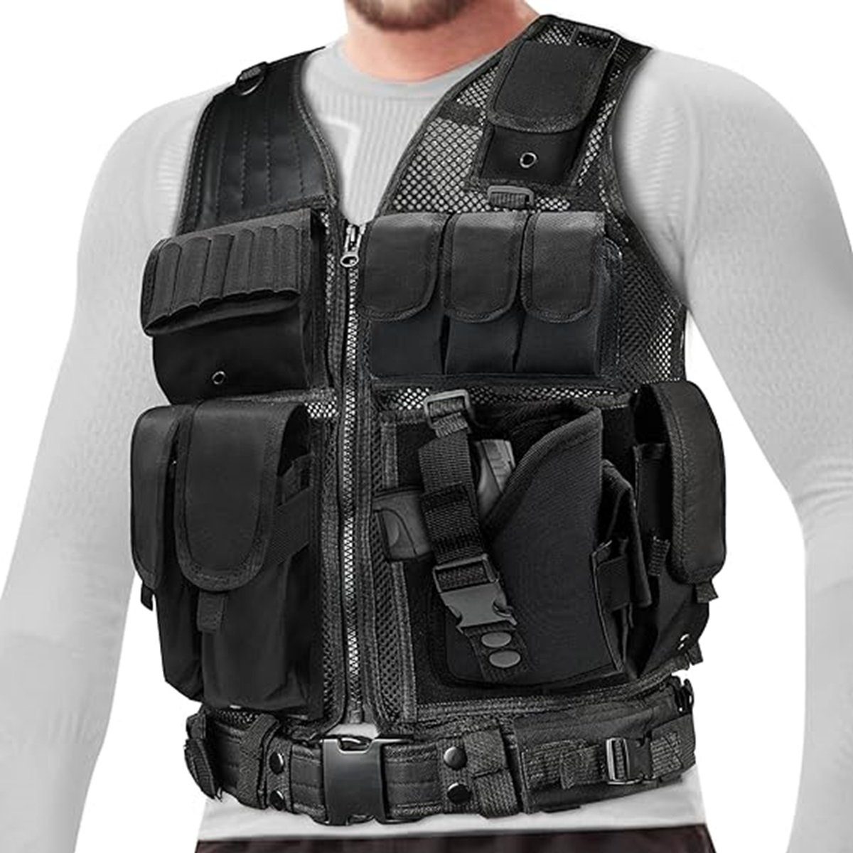 DOPWii Funktionsweste Taktische Weste, verstellbares Vest für Airsoft CS SWAT Wargame Jagd