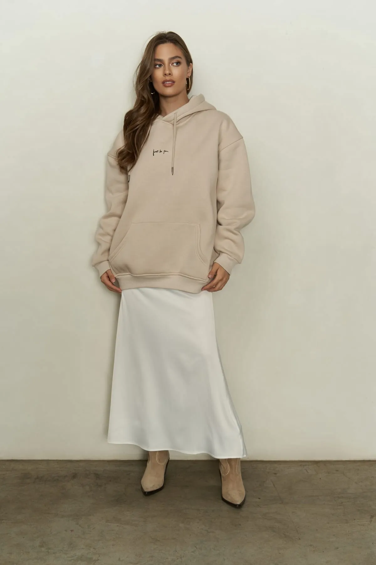 MAİ COLLECTİON  Just Be You Bone Kapuzenpullover