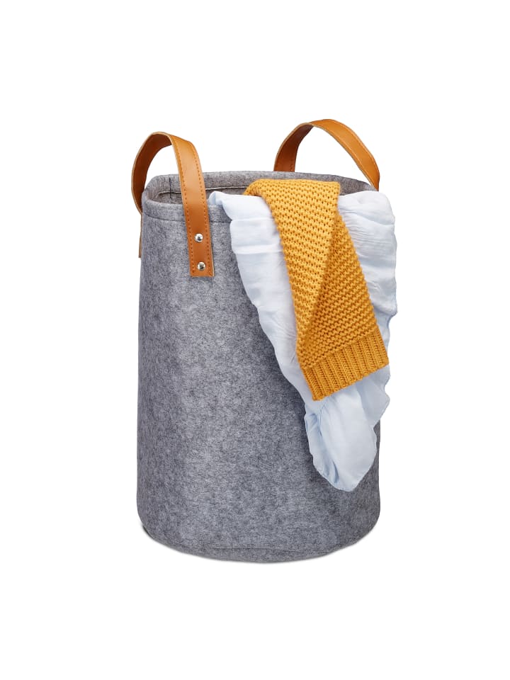 relaxdays Wäschekorb in Anthrazit - (H)45 x Ø30 cm günstig kaufen onesize