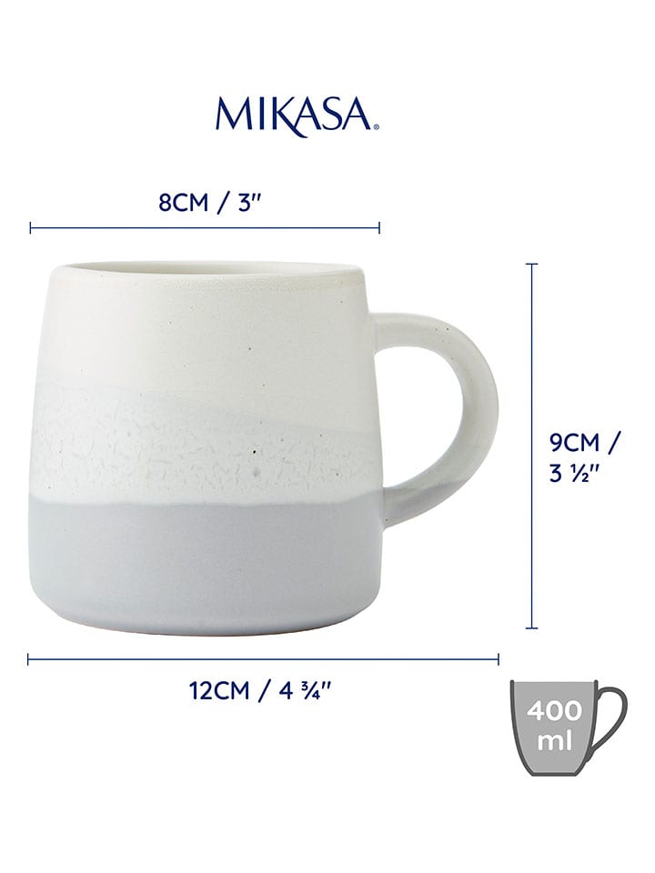 Mikasa 2er-Set: Tassen in Weiß/ Hellgrau - 390 ml günstig kaufen onesize