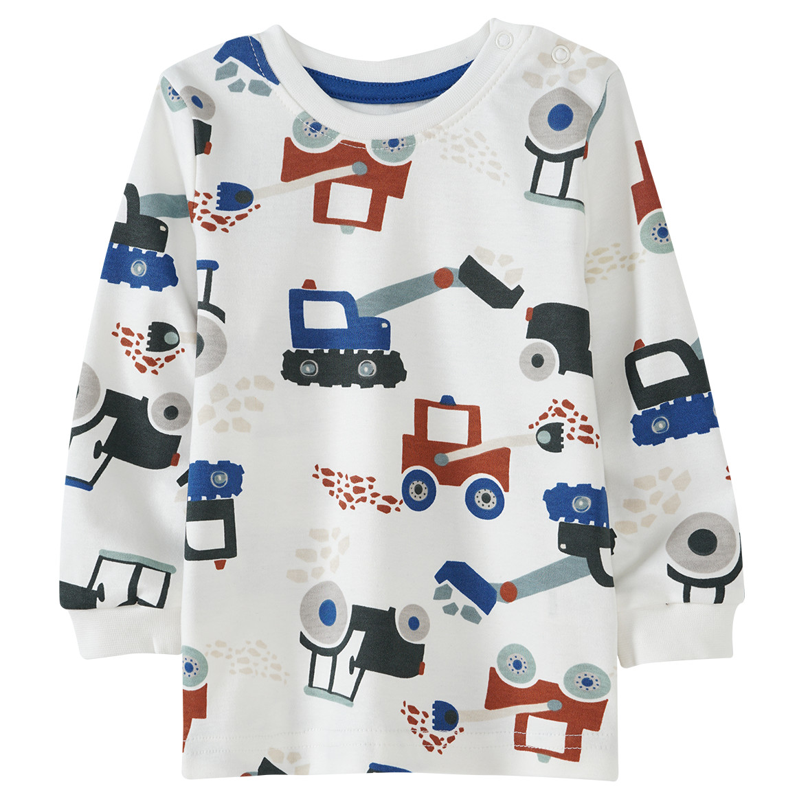 Baby Schlafanzug mit Bagger-Motiven allover