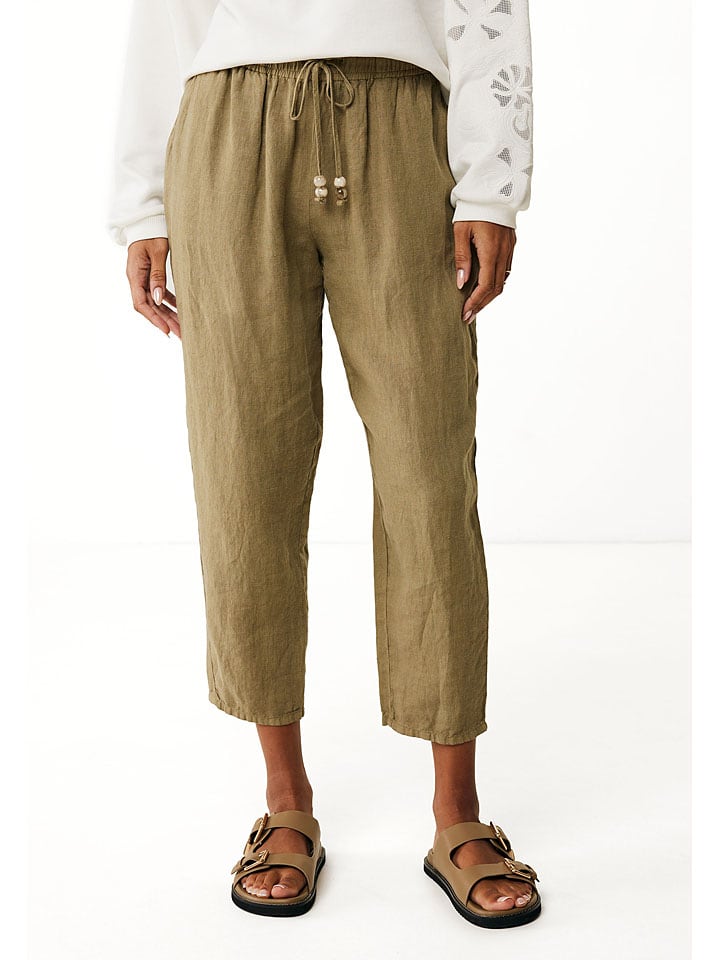 Mexx Leinen-Hose in Khaki günstig kaufen