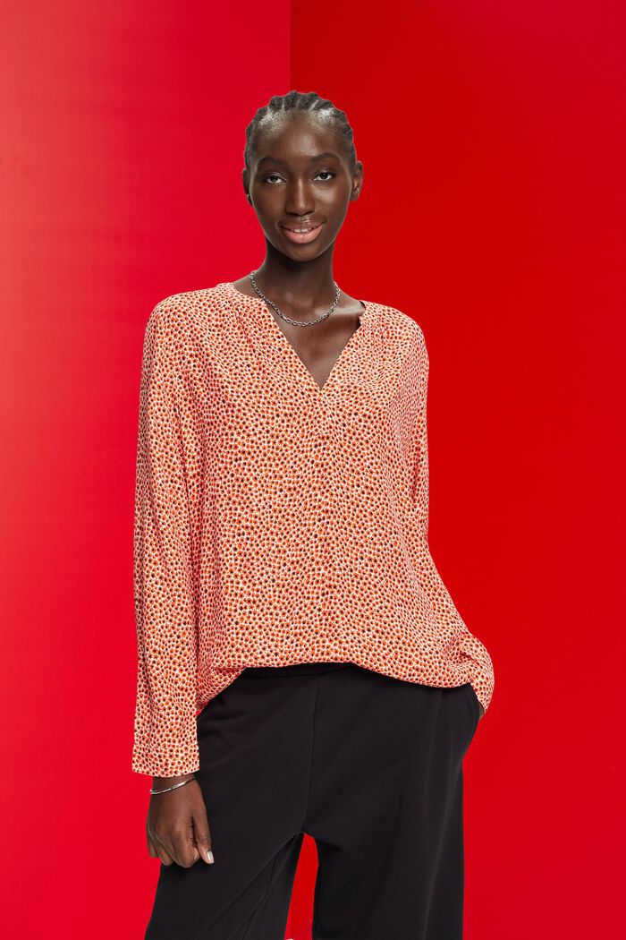 Florale Bluse mit V-Ausschnitt