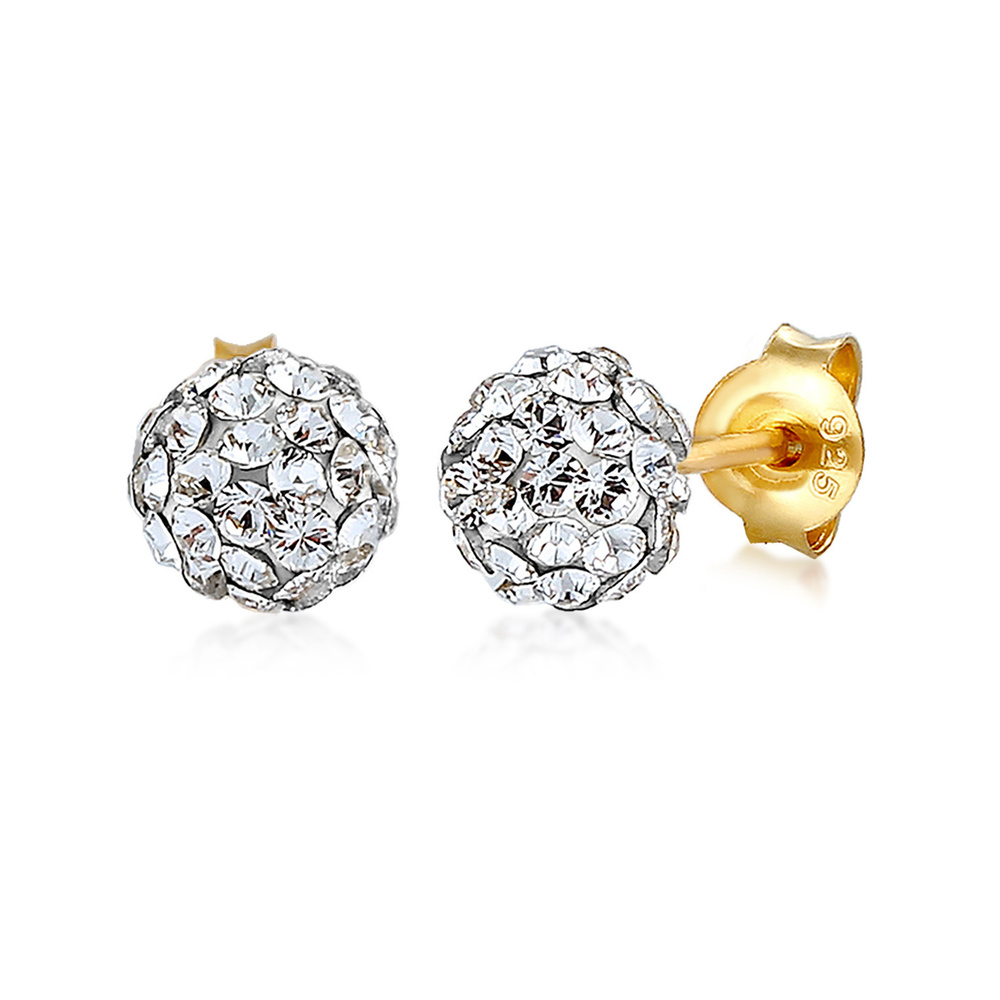 Elli Elli Boucles d'Oreilles Femmes Clous d'oreilles Boule Élégant avec Cristaux en Ar Boucles d'oreilles