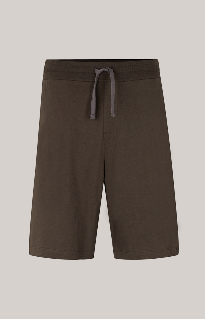 Loungewear Shorts in Dunkelgrün-Braun