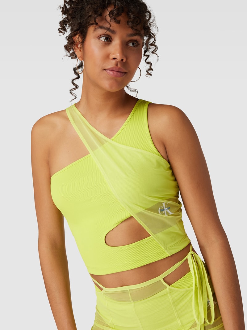Crop Top mit Cut Out in neon gelb