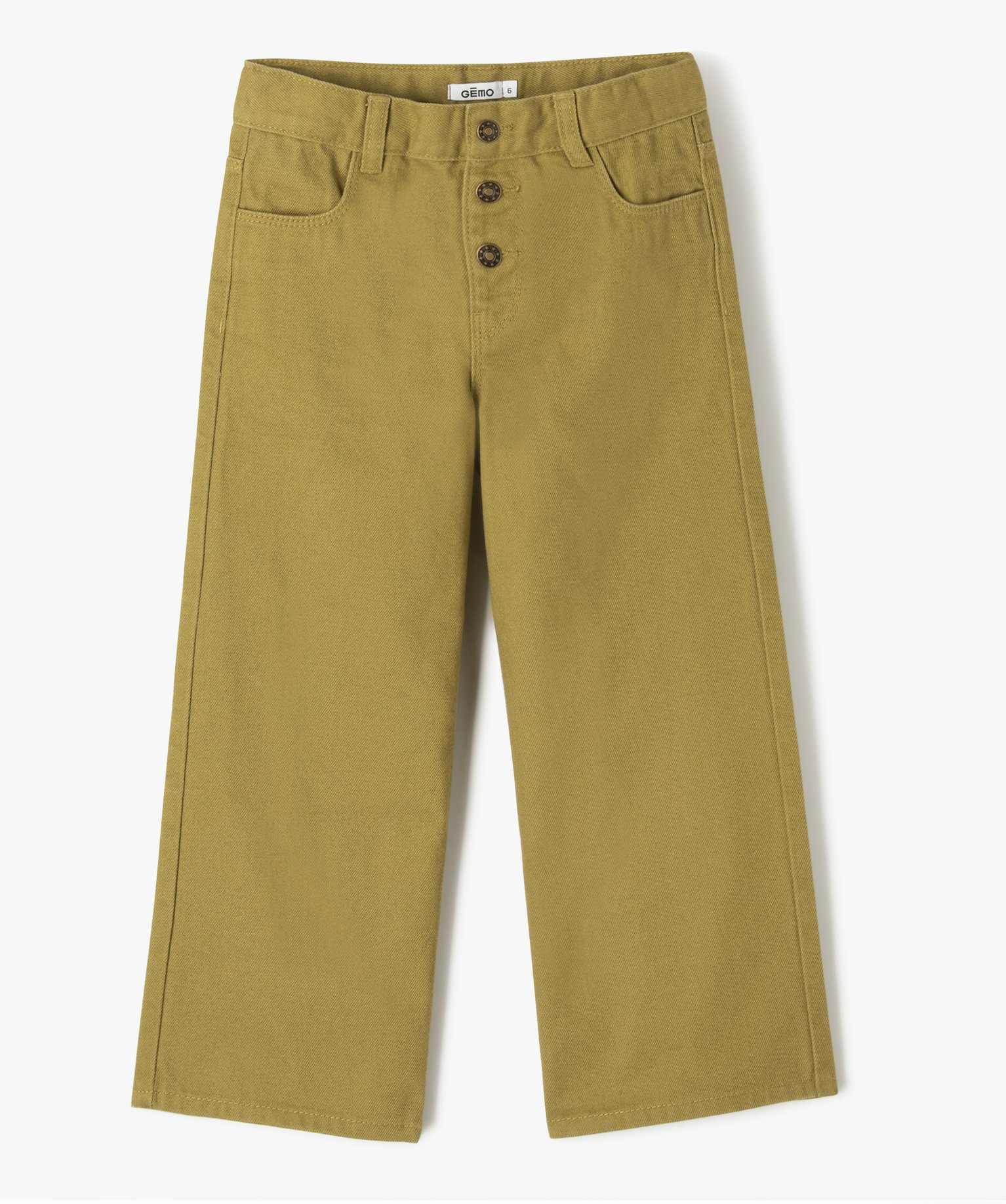 Pantalon large en toile denim colorée fille vert | GEMO