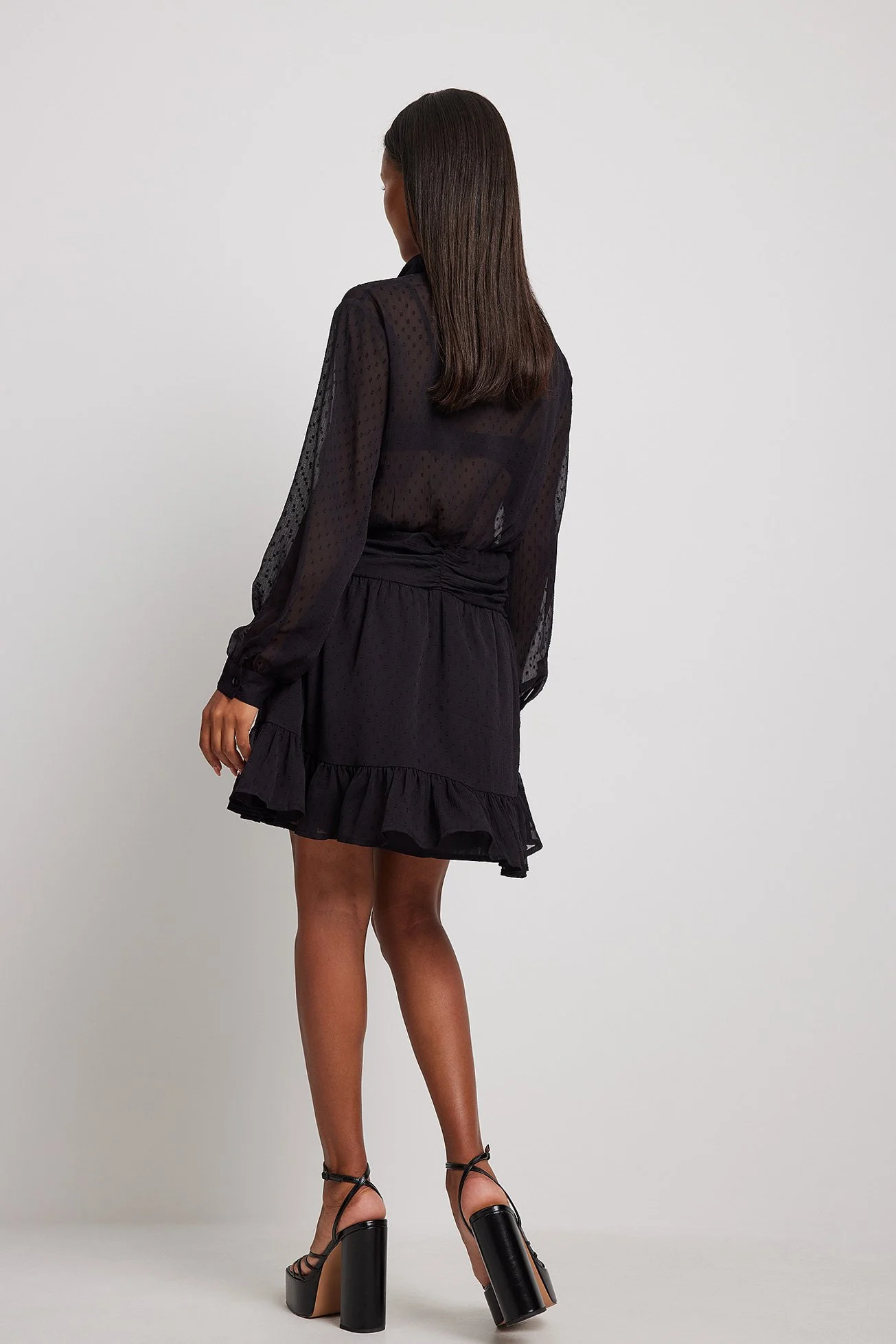 Mini-Kleid mit Dobby-Taillen-Detail
