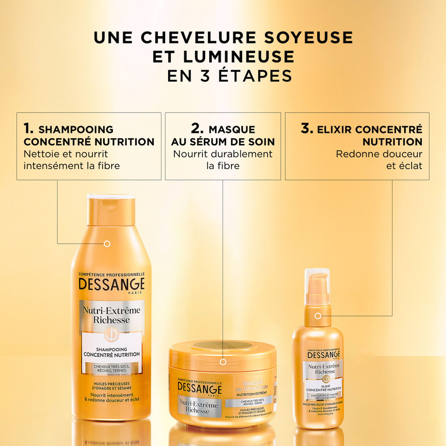 Dessange Nutri-Extrême Richesse Shampooing Concentré Nutrition Huile d'Onagre & Sésame