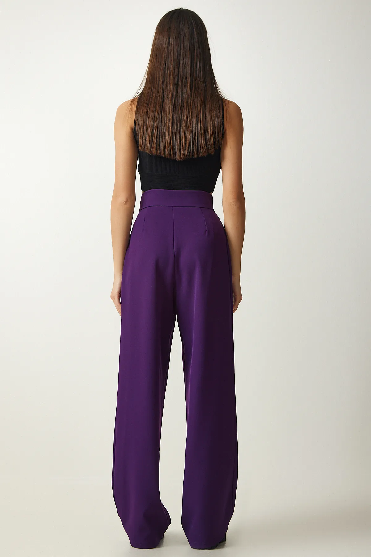 Happiness İstanbul  Damen-Pflaumen-Taillen-Klettverschluss-Lose-Hose YL00001
