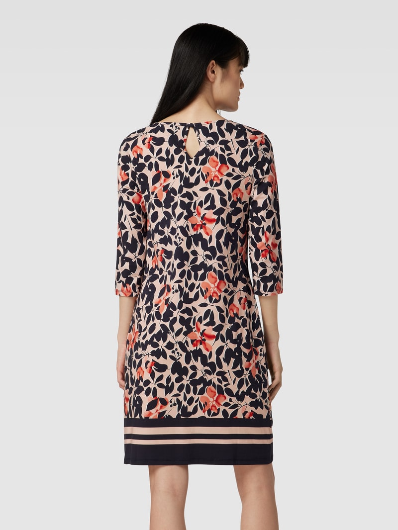 Knielanges Kleid mit Allover-Print in marineblau