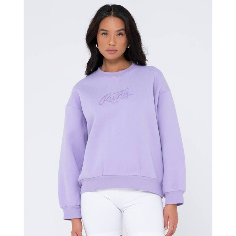 RUSTY RUSTY SCRIPT OVERSIZE CREW NECK FLEECE Rundhalspullover Damen