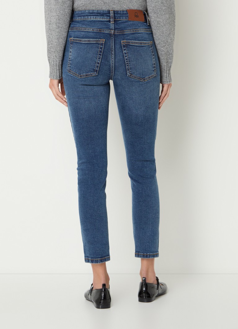 Blugi skinny Benetton cu talie înaltă, din amestec de bumbac organic, într-o nuanță medie