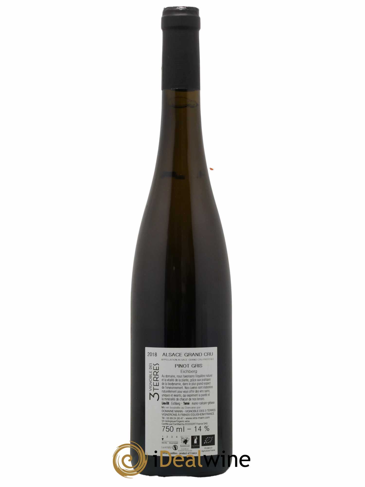 Alsace Grand cru Pinot Gris Eichberg Vignoble des 3 Terres Domaine Mann 2018 - Lot de 1 Bouteille