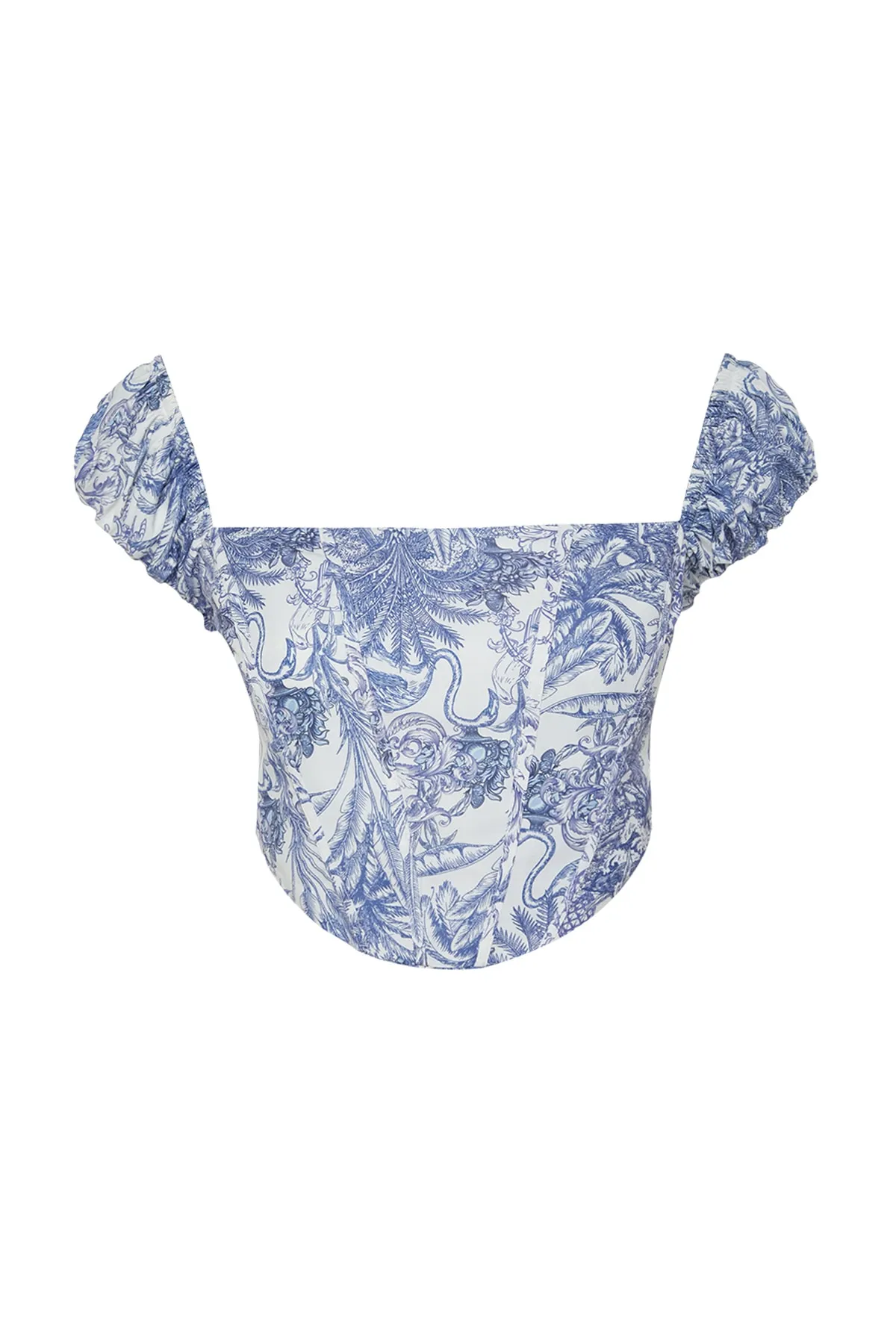 Trendyol Collection  Mehrfarbiges, bauchfreies, gefüttertes Korsett mit detailliertem Popeline-Bustier mit Blumenmuster TPRSS23BS00063
