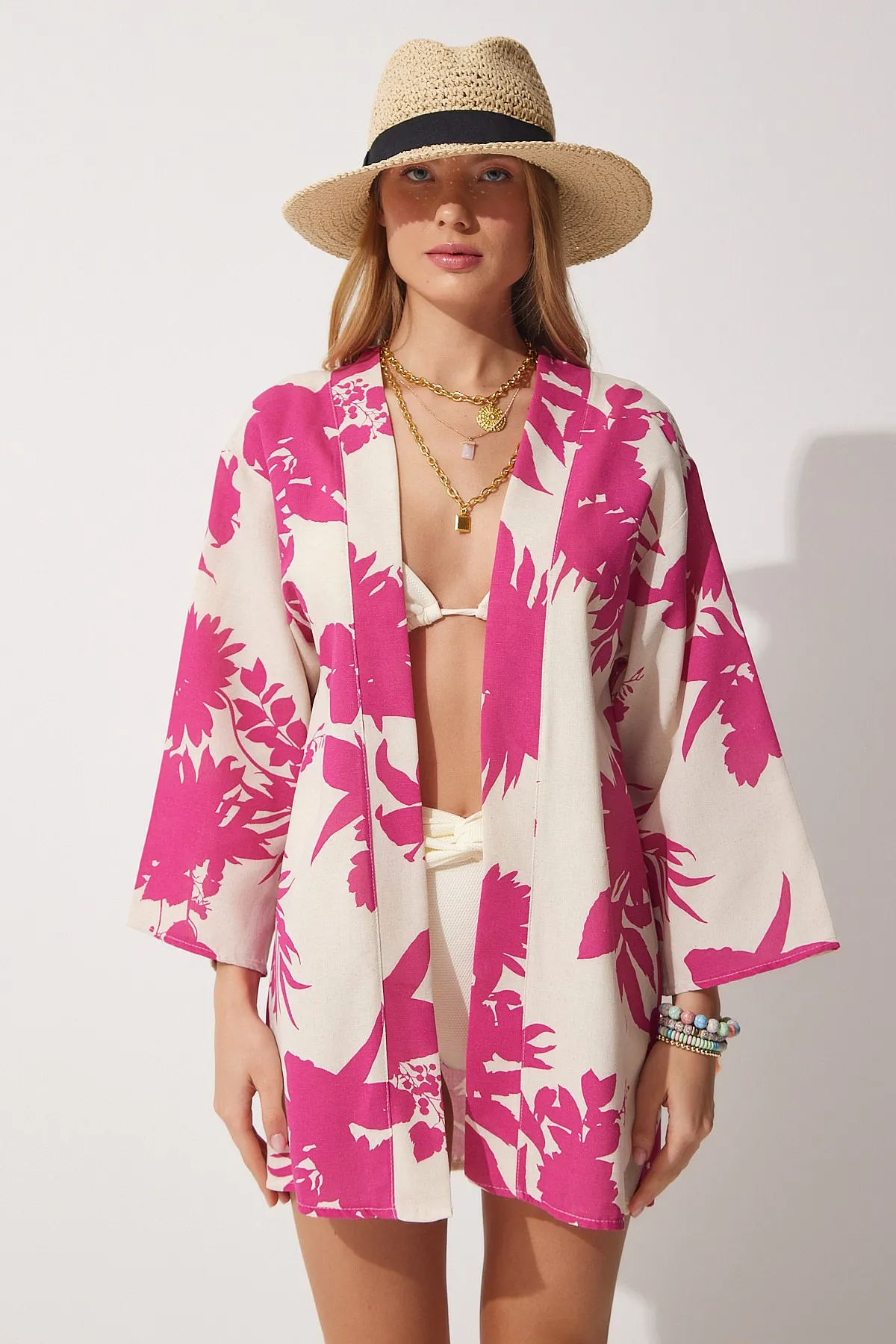 Happiness İstanbul  Kimono & Kaftan - Beige - Regular Fit