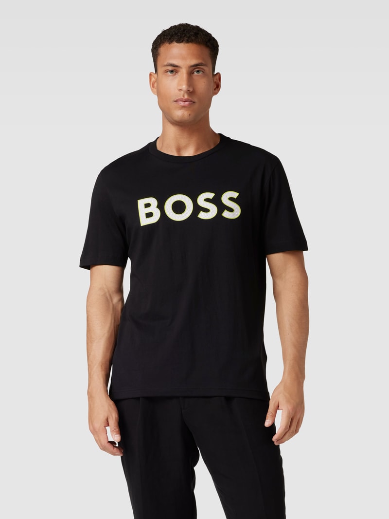 T-Shirt mit Label-Print Modell 'Tee' in schwarz