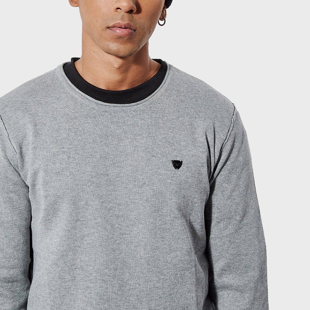 GREAT  Pull régular Homme gris en 100% coton